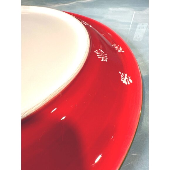 Noble Excellence Snowmates Holiday Plate Set Snowman Design Earthenware Red Gree - Picture 6 of 9